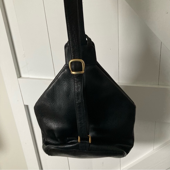 Vintage 90s Y2K Lord & Taylor pebbled leather sling backpack purse bag - Picture 3 of 12